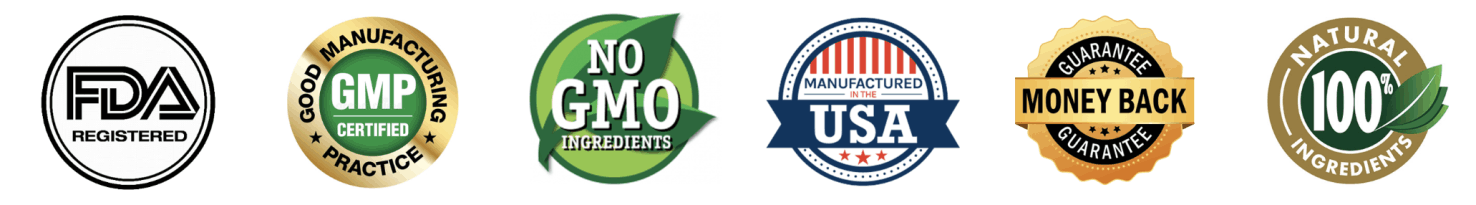 MemoVolt trust badges — FDA-registered facility, GMP-certified manufacturing, non-GMO verified